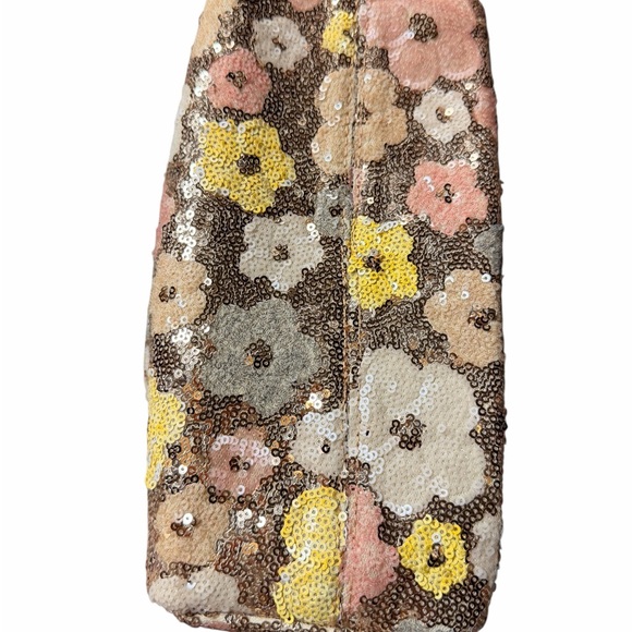 Vince Camuto Sequin Floral Cosmetic Bag - Pink and Yellow - Picture 6 of 7